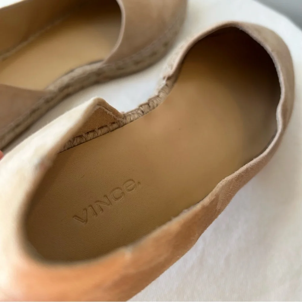 VINCE Suede Pointed Espadrille Tita Flats - Beige 7.5